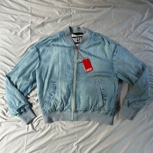 DIESEL Men’s Denim Print Bomber Jacket NWT